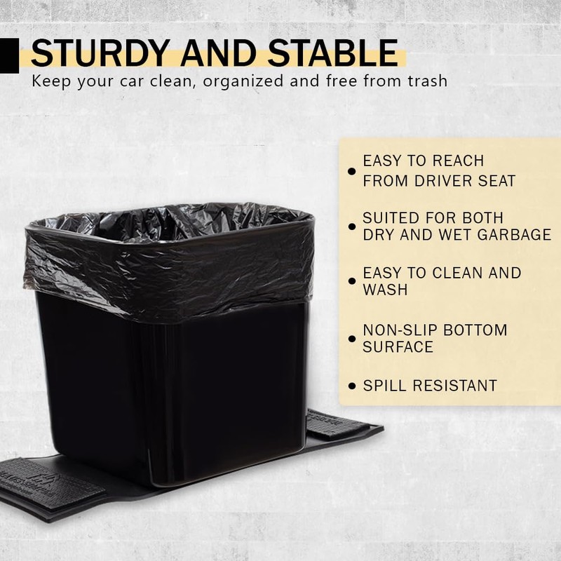 Car Trash Can – Leakproof 1.4 Gallon Compact Garbage Bin