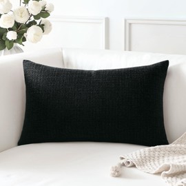 Artscope Linen Cushion Covers Set of 1 Decorative Lumbar Pillowcase Pillow Cover 12x20 Inch for Home Decor Sofa Bedroom Car 30x50cm Black