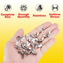 Fondlife Wing Nut, Stainless Steel Wing Nuts Kit with Washers Kit, Metric Thread Wing Screw, Hand Screw Wing Nuts (111)