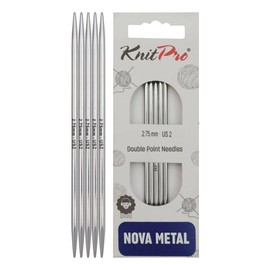 KnitPro Nova Double Pointed Needles – 12.5cm x 2.75mm Double Ended Knitting Pins, Set of 5, Silver, 43