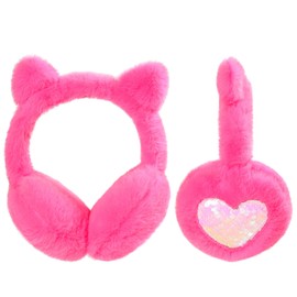SUGSHYN Earmuffs for Girls Winter Girls Ear Warmers Cat Girl Fur Women Winter Plush Cute Fluffy Para Ear Warmers for Kids, Pink (pink-1)