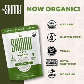 It's Skinny Spaghetti Pasta– Organic, Non-GMO USDA Certified, Low Carb Pasta, Gluten Free, Keto & Vegan-Friendly, Shirataki Konjac, Sugar-Free, 4.5 Calories, Ready in 2 Minutes (24 Packs)