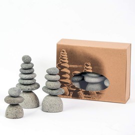 Natural River Mini Rock Cairn Stone Stacked Zen Garden Decoration Stone Set of 3 with Gift Box