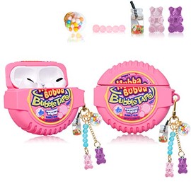 Lupct for Airpod Pro (3rd Gen) Silicone Case, Soft Cartoon Fashion Cute Food Design Air Pods Cover Kids Girls Women Funny Headphone Fun Cool Kawaii Keychain Cases for AirPods Pro (Popo Candy Chain)