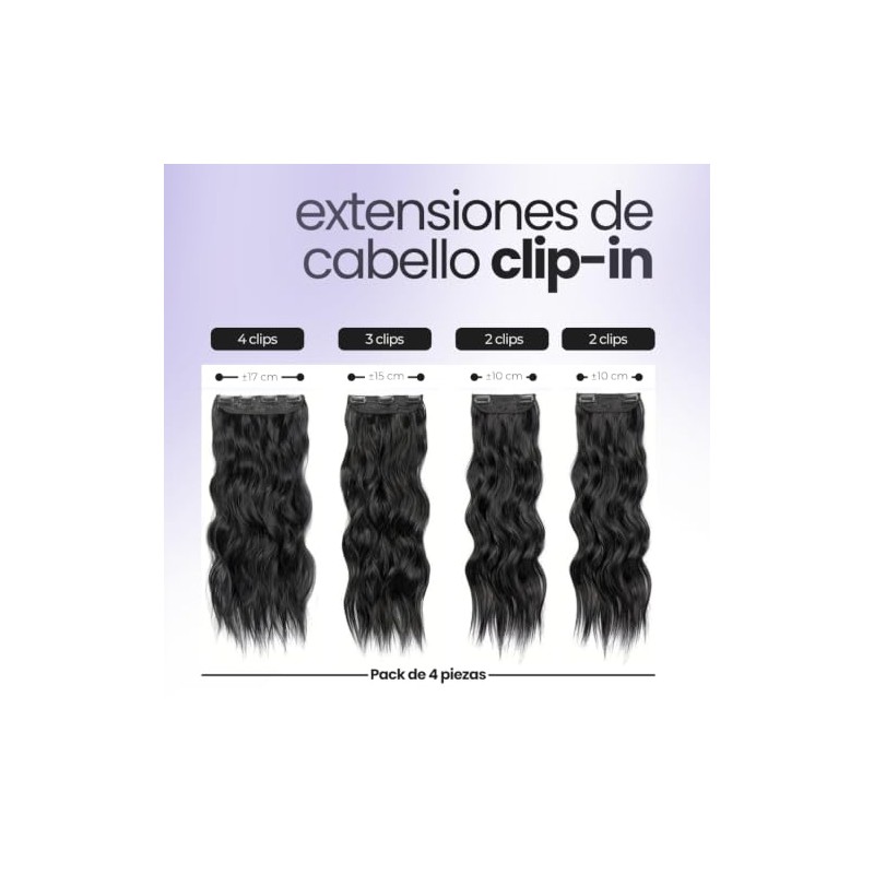 GAIBMAX - Extensiones de Cabello Sintético Ondulado con Clips, Fibra