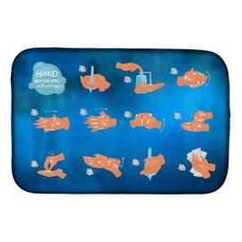 Caroline's Treasures CK7314DDM Hand Washing Instructions Dish Drying Mat Absorbent Dish Drying Mat Pad for Kitchen Counter Dish Drainer Mat for Countertop, 14 x 21", Multicolor