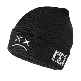 Audaisyly Beanie Knit Hats Cat Beanie Lovely Face Hat Cute Anime Beanies Embroidery Winter Knitted Hats Caps for Boys Girls Black