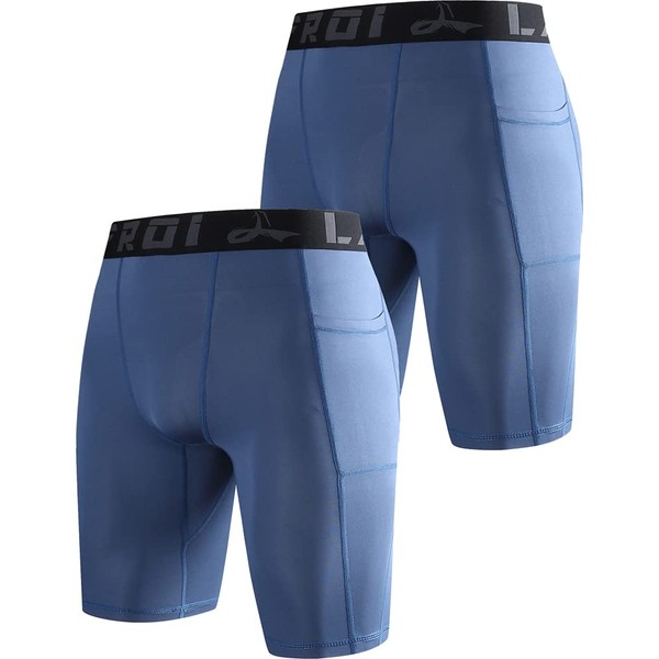 LAFROI Men's 2-Pack Quick Dry Cool Compression Fit Tights Shorts