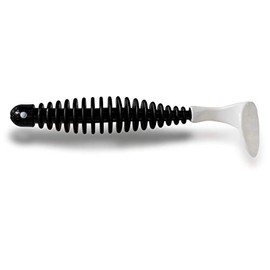 Rhino Premium Salty Paddler Rubber Fish with Slats Sea Fishing Bait Fishing Accessories Made of Eco Friendly Material, Black/White, 15 cm