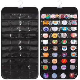 PACMAXI Button Pins Organizer Hanging Display Stand, Button Pin Badge Collection Holder, Hold Up To 80 Badges (Black)