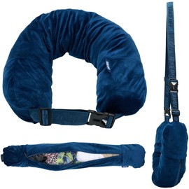 TAKE Off Stuffable Neck Pillow – Customizable Travel Pillow with Storage for Clothes – Soft Fleece Flight Support with Crossbody and Luggage Strap – Compact for Airplane, Road Trips & Camping