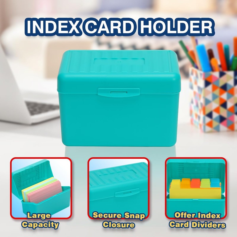H4D Index Card Holder 4x6 Inches with 25 Poly Dividers,