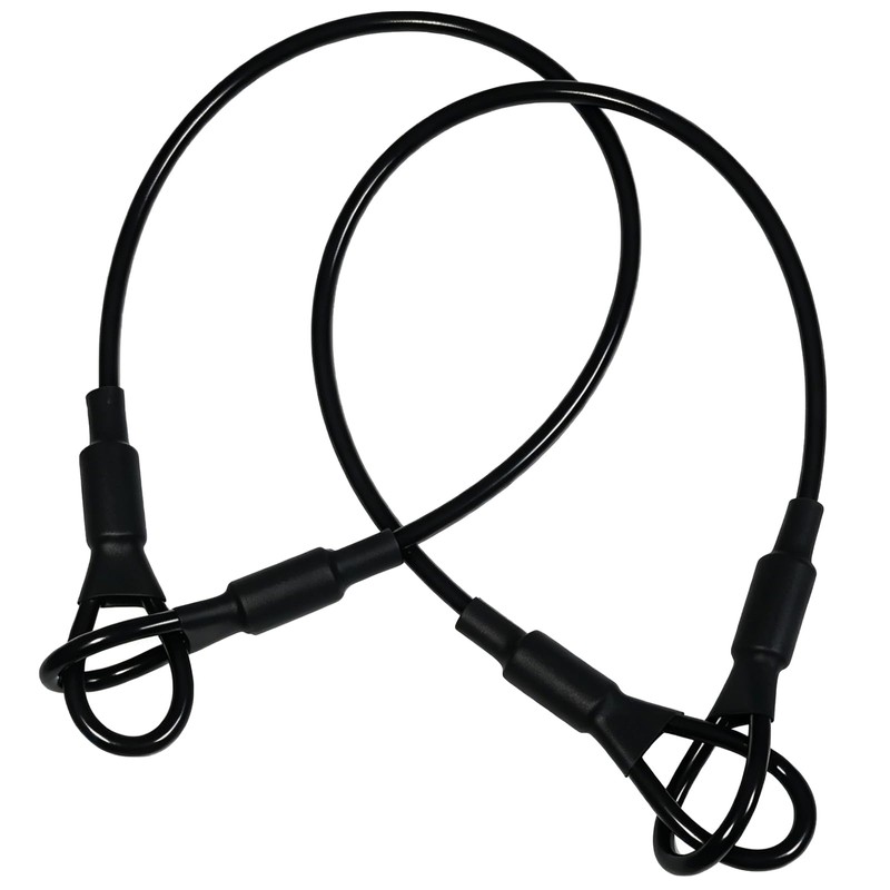 4 Pcs Black 3mm Diameter Braided Steel Safety Lanyard Cable