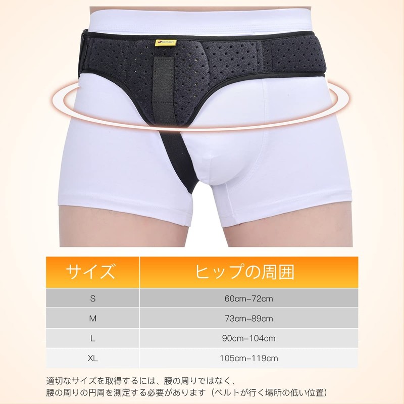 鼠径ヘルニアベルトトラス シングル 男女兼用 インギナルまたはスポーツヘルニア用 ユニセックスヘルニアサポートベルト 快適な素材（脱腸帯）
