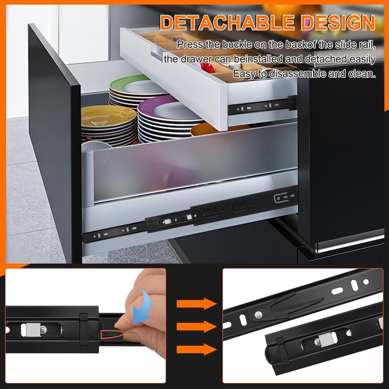 12 inch Drawer Slides 4 Pairs (8pcs) 3 fold Full
