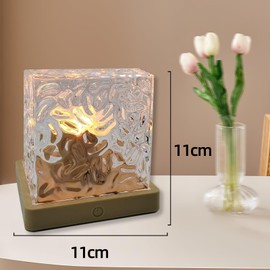 Northern Lights Lamp, Cube Ocean Water Ripple Projector, 16 Colors Rotating Flame Lamp Dynamic Ripple Effect for Bedroom, Office, Bar, and Restaurant Decor (Square)