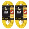 2-Pack - Yellow Jacket 12/3 Heavy-Duty 15-Amp SJTW Contractor Extension