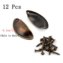 Antrader 12-Pack 1.6-inch Metal Semicircle Knobs Vintage Decorative Pull Handle Bronze Tone for Cabinet Drawer Door