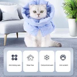 Cat Elizabethan Collar Soft Polyester Cat Protective Collar Adjustable Elizabethan Collar for Pets, Adult Cats, Dogs S/M (S)