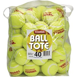 Tourna Pressureless Tennis Balls with 40 Ball Vinyl Tote, Yellow
