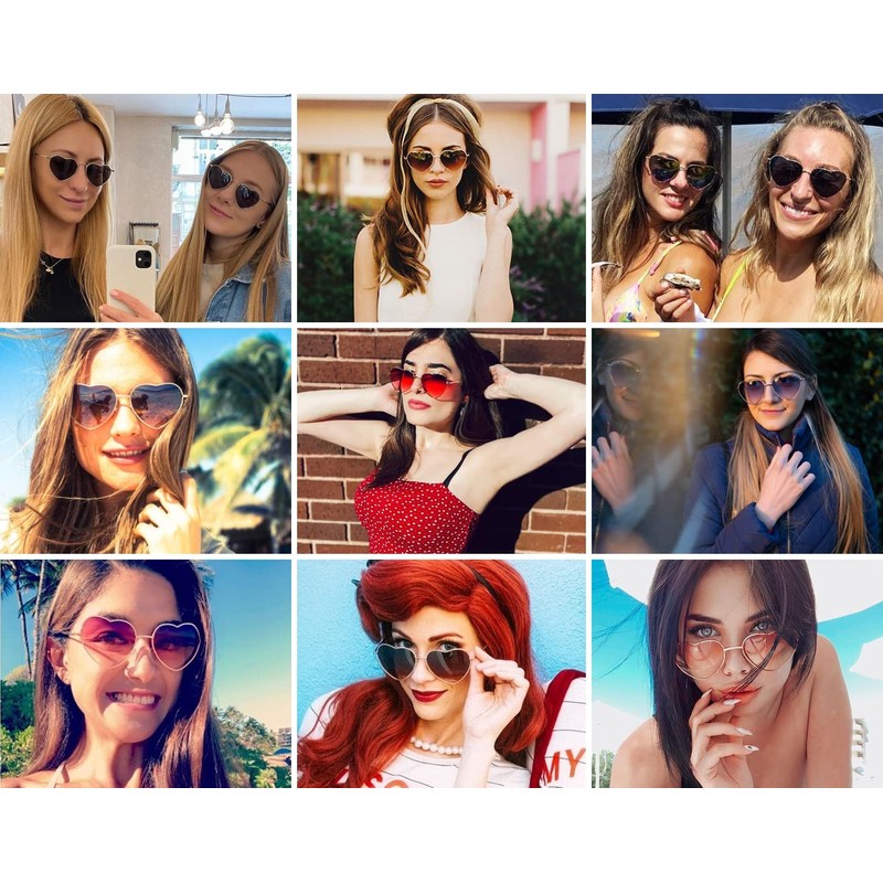 Polarized Heart Sunglasses for Women Fashion Lovely Style Metal Frame