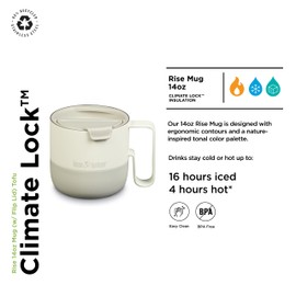 KleanKanteen 1010192 RiseMug with Flip Lid 414 ml Stainless Steel Dishwasher Safe