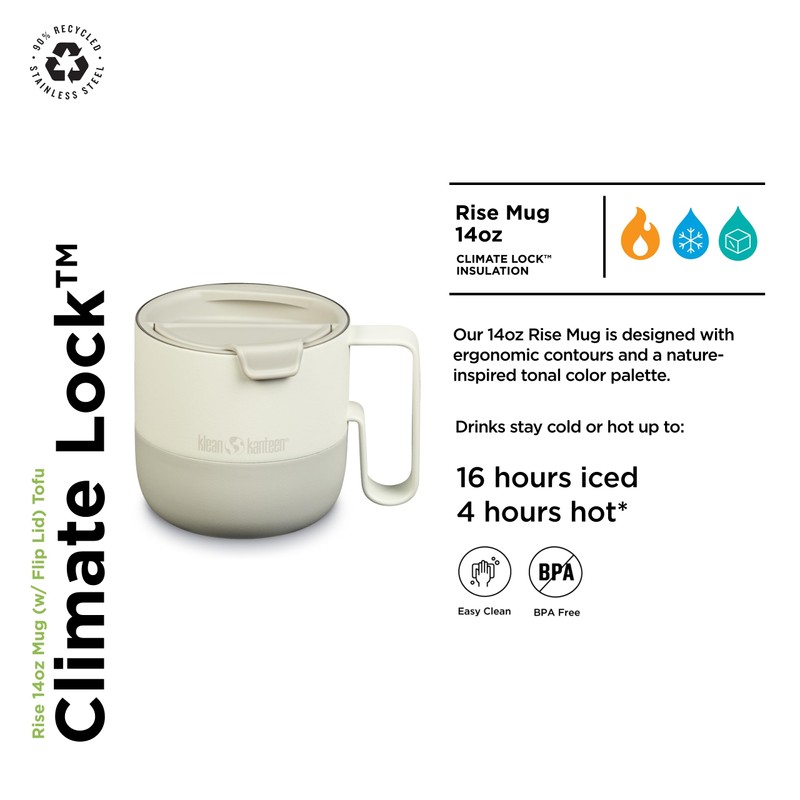 KleanKanteen 1010192 RiseMug with Flip Lid 414 ml Stainless Steel