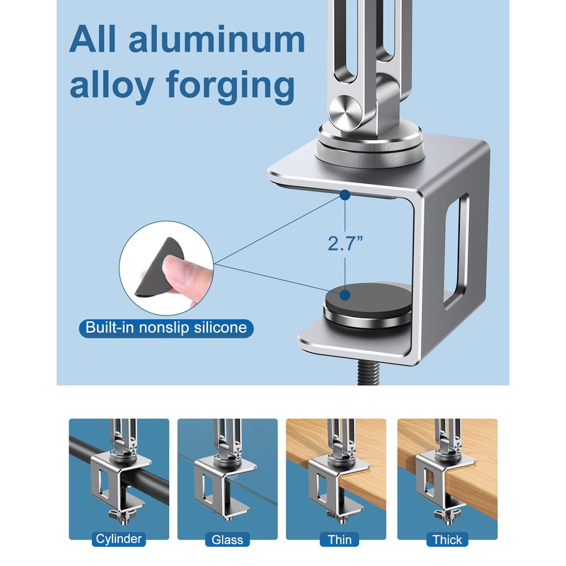 Laptop Mount for Desk, Tablet Arm Mount with 360° Rotating,