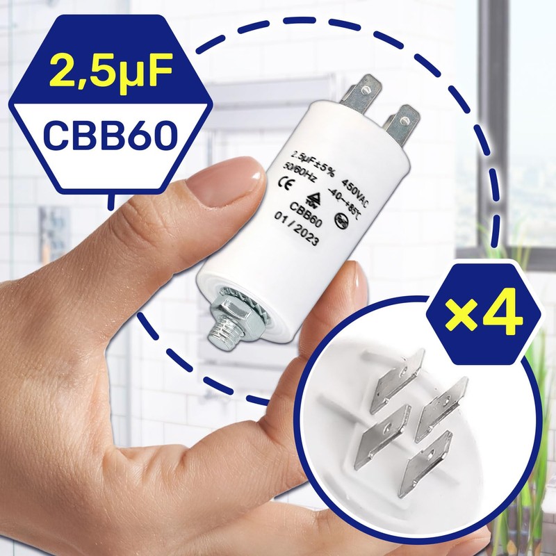 Capacitor 2.5µf 450V 50/60Hz Starting Capacitor Type CBB60 with an