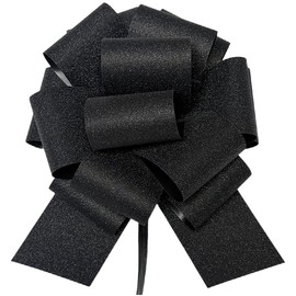 6-Pcs Glitter Pull Bows for Gift Wrapping, 6 Inch Large Gift Bow,Glitter Ribbon Decoration for Flower Bouquets and Basket, for Birthday Presents, Anniversary, Wedding (Black)