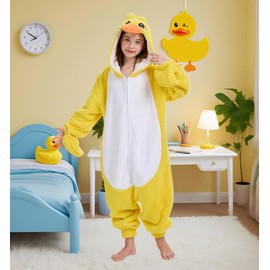 Unpifolov Kids Duck Cosplay Costumes Unisex Animal Children Teenager Jumpsuit Kid Yellow M