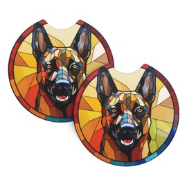 Belgian Malinois Lovers Car Coasters - 2pcs Dog Lovers Drink Coasters, Belgian Malinois Dog Themed Decor Gift for Belgian Malinois Moms & Dads