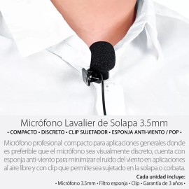 Mercader Digital 3 Pzs Mini Micrófono Lavalier Clip Solapa Jack 3.5mm