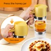 DDMMQS ガラス製ハニーディスペンサー、ハンドル付き9オンスのハニージャー、プレスタイプのシロップディスペンサー、家庭用密封ジャー、シロップボトル、ジャムボトル(ブラック)