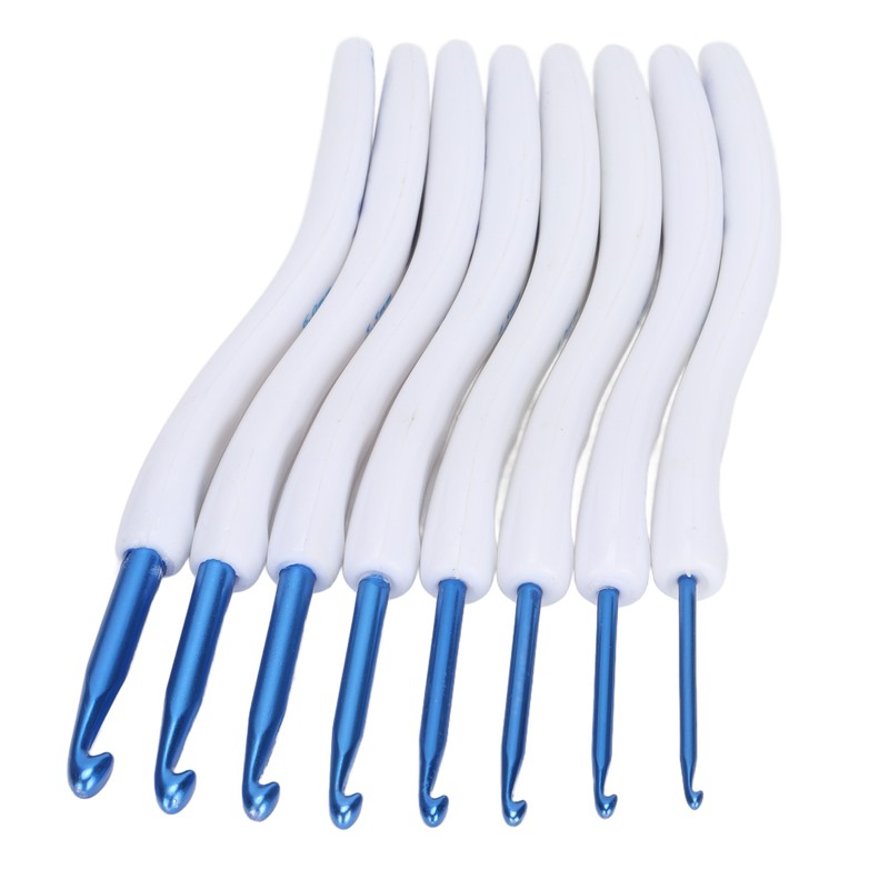 8pcs Crochet Hooks Curved Soft Handle Comfortable Portable Knitting Tool