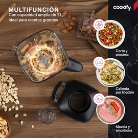 Cookify Vaso de Policarbonato con 6 Cuchillas Acero Inoxidable para Licuadora Profesional 2 Lts PB004, Mango Antideslizante                           
