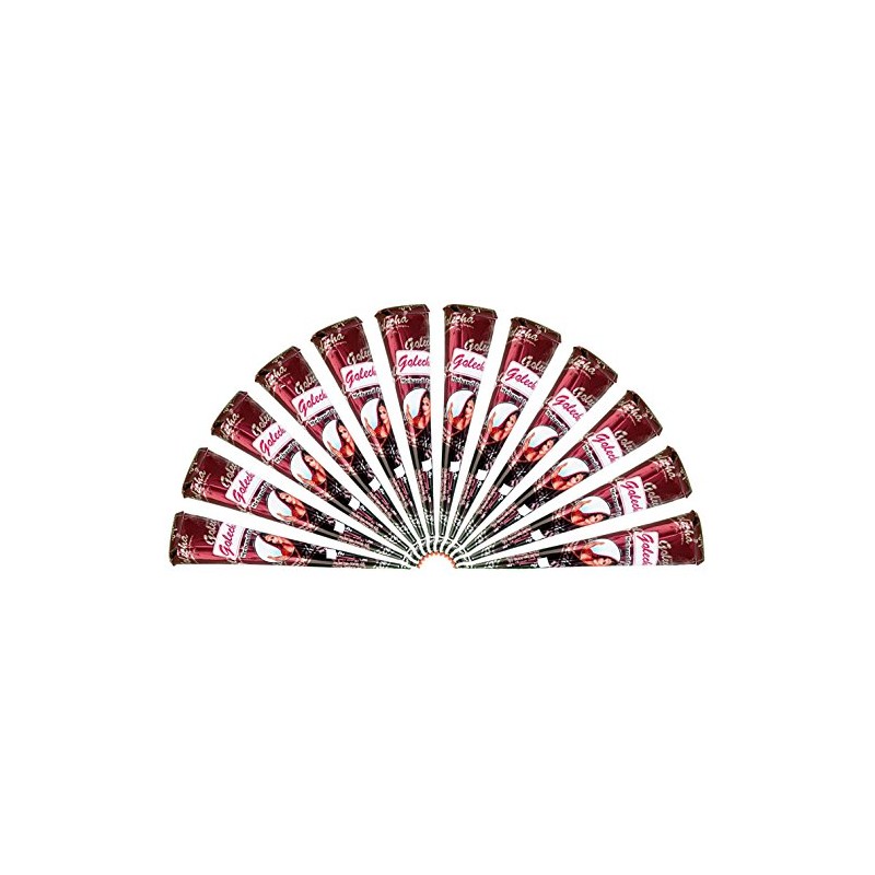 12 x Kaveri Natural Body Art Mehndi Cones Red Maroon