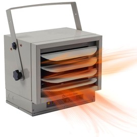 Comfort Zone Garage Heater, 5,000-Watt, Ceiling Heater, 3 Heat Settings, 240V Electric Garage Heater for Indoor Use, Ceiling Mounted Shop Heater, Overheat Protection, ETL Listed, Grey