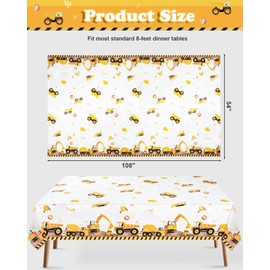 DYLZB 3PCS Truck Plastic Birthday Party Tablecloths,Construction Themed Table Cover for Kids Boy Parties Baby Showers Supplies, 54 x 108inch