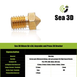 Sea 3D 0.3 mm 3 pieces Anycubic i3 nozzle, Kobra Go & Neo nozzle e3d v6 3D printer e3d Mega S