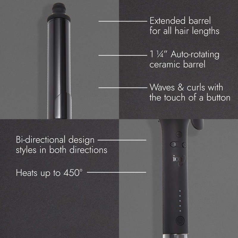 ion Luxe Carousel Auto Rotating Curling Iron, 1.25IN Ceramic Barrel,