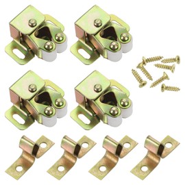 sourcing map 4Pcs Cabinet Latch Double Roller Catches, Cabinet Door Latch Lock Stop Catch Clamp Closer Magnetic Hardware for Cabinet Cupboard Kitchen Closet Door, Multicolor