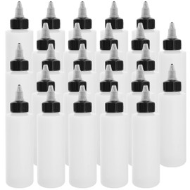 MUKLEI 20 Pack 4 Oz/120ML Plastic Squeeze Dispensing Bottles with Twist Cap, Empty Tip Nozzle Applicator, Twist Top Applicator Bottles for Acrylic Paint, Resin, Art & Craft
