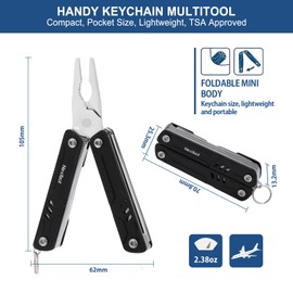 NexTool TSA Multitool, Mini Sailor Lite Multi Tool 11 in 1, Multitools with Scissors, Screwdriver, Camping Accessories for DIY, Fishing, Birthday/Christmas Gifts for Dad-Black