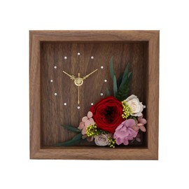 [Mahalo -] Preserved Flower Clock Clock Hawaii Miscellaneous Goods Hawaiian Interior Gift Present Resort Wooden Bamboo (Brown x Red)