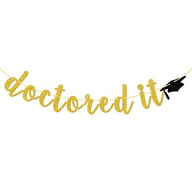 Doctored It Banner, pancarta de graduación PHD, decoración de fiesta de graduación PHD