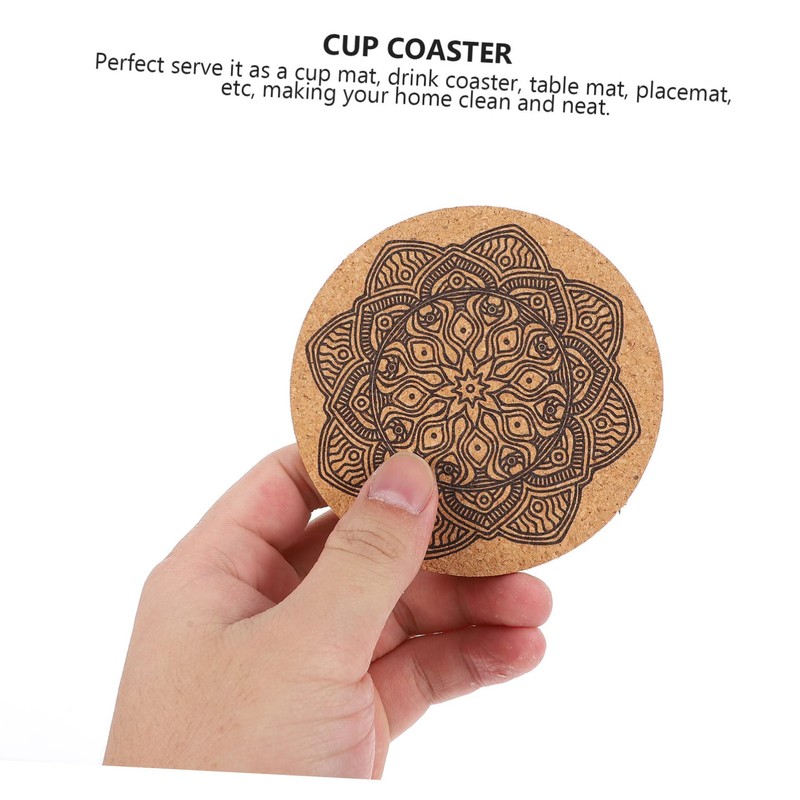 GRIRIW 1 Set Creative Nordic Round Wooden Coasters Decorative Heat