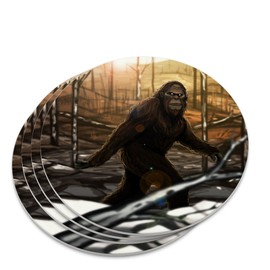 Bigfoot Sasquatch Walking in the Woods Novelty Coaster Set