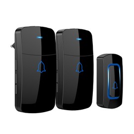 Wireless Doorbell Set, Wireless Doorbell with 400 m Range, Waterproof Wireless Bell Outdoor, 52 Ringtones, 5 Volume Levels, 2 Plug-in Receivers