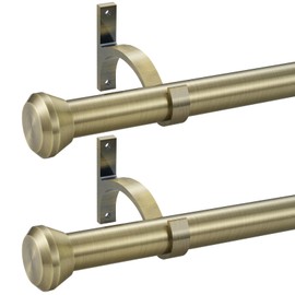 2 Pack Telescoping Curtain Rods, 1Inch Diameter Drapery Rods 28-48Inch Length Adjustable Rod with Brackets Window Treatment-Antique Bronze